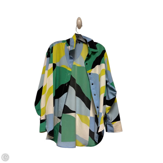 Top Long Sleeve Designer By Karl Lagerfeld In Blue & Green, Size: S