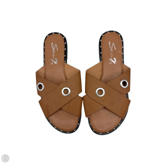 Sandals Flats By Seven 7 In Brown, Size: 9