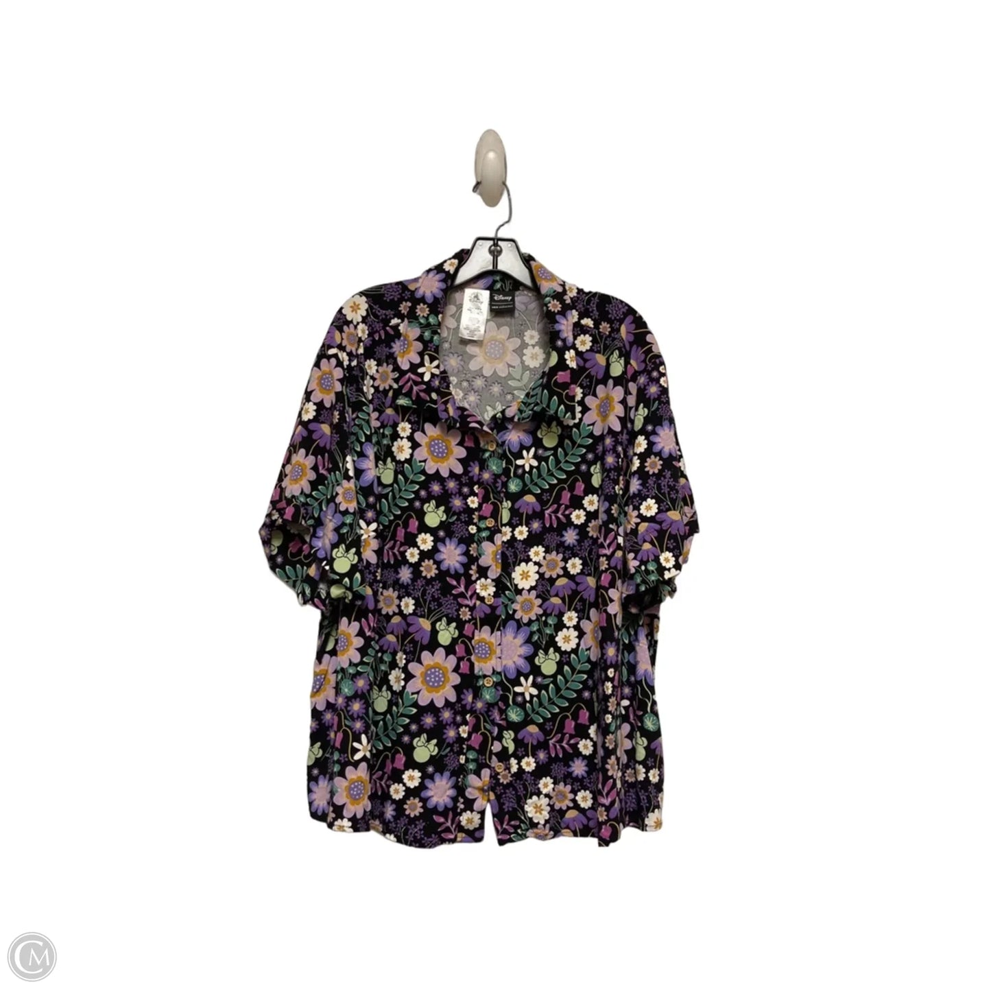 Top Short Sleeve By Disney Store In Floral Print, Size: 3x