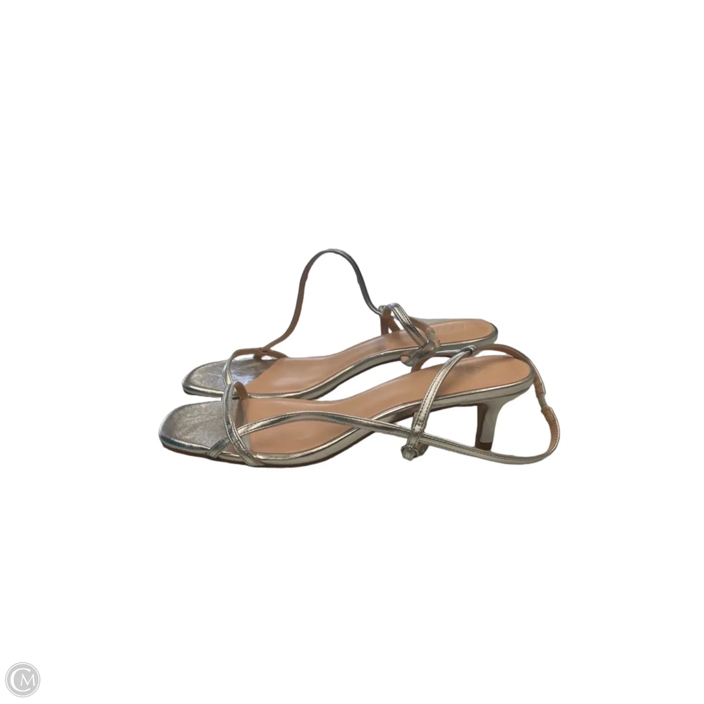Sandals Heels Kitten By Loft In Silver, Size: 11