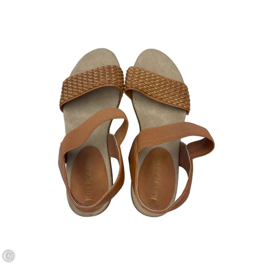 Sandals Heels Wedge By Kim Rogers In Tan, Size: 8.5