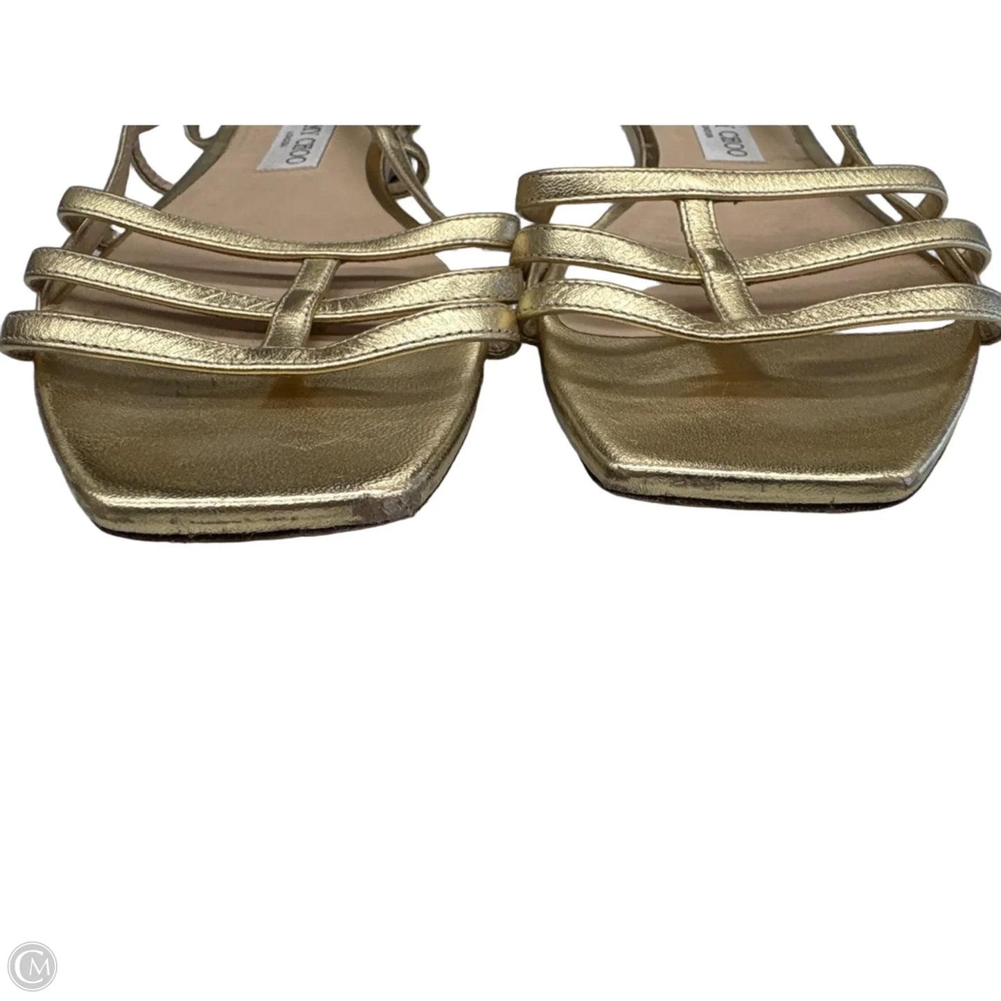 Sandals Luxury Designer By Jimmy Choo In Gold, Size: 11
