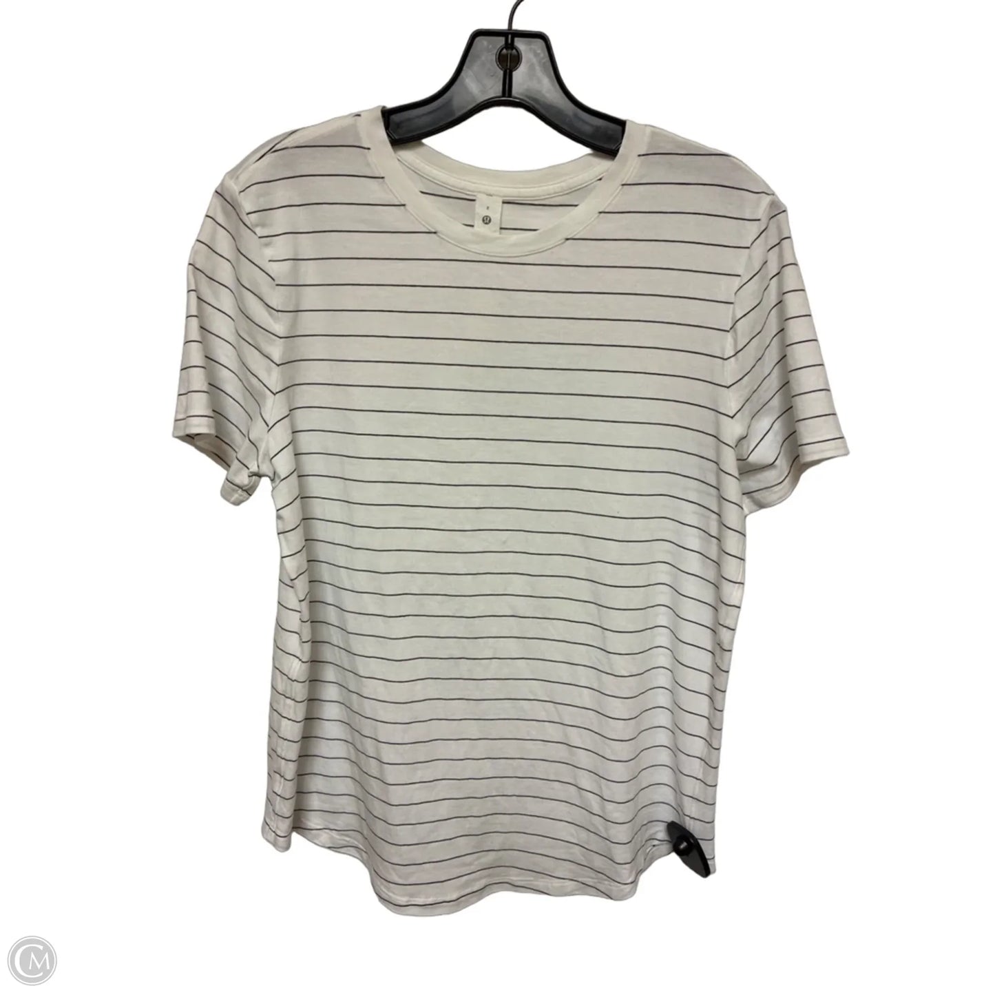 Athletic Top Short Sleeve By Lululemon In Striped Pattern, Size: 8