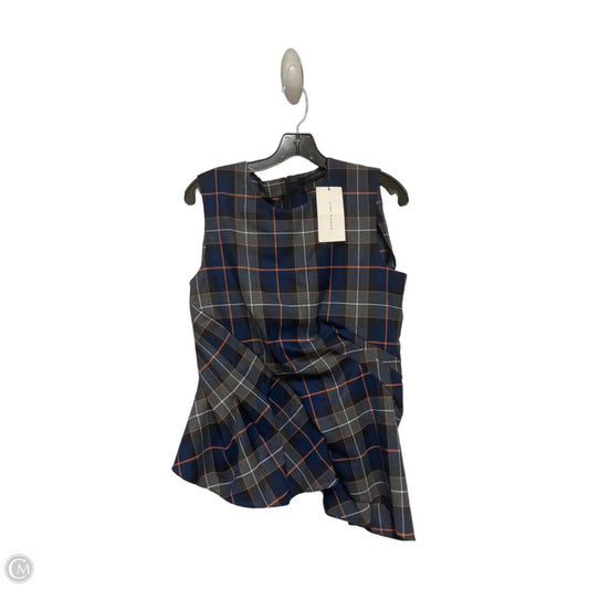 Top Sleeveless By Zara Women In Plaid Pattern, Size: L