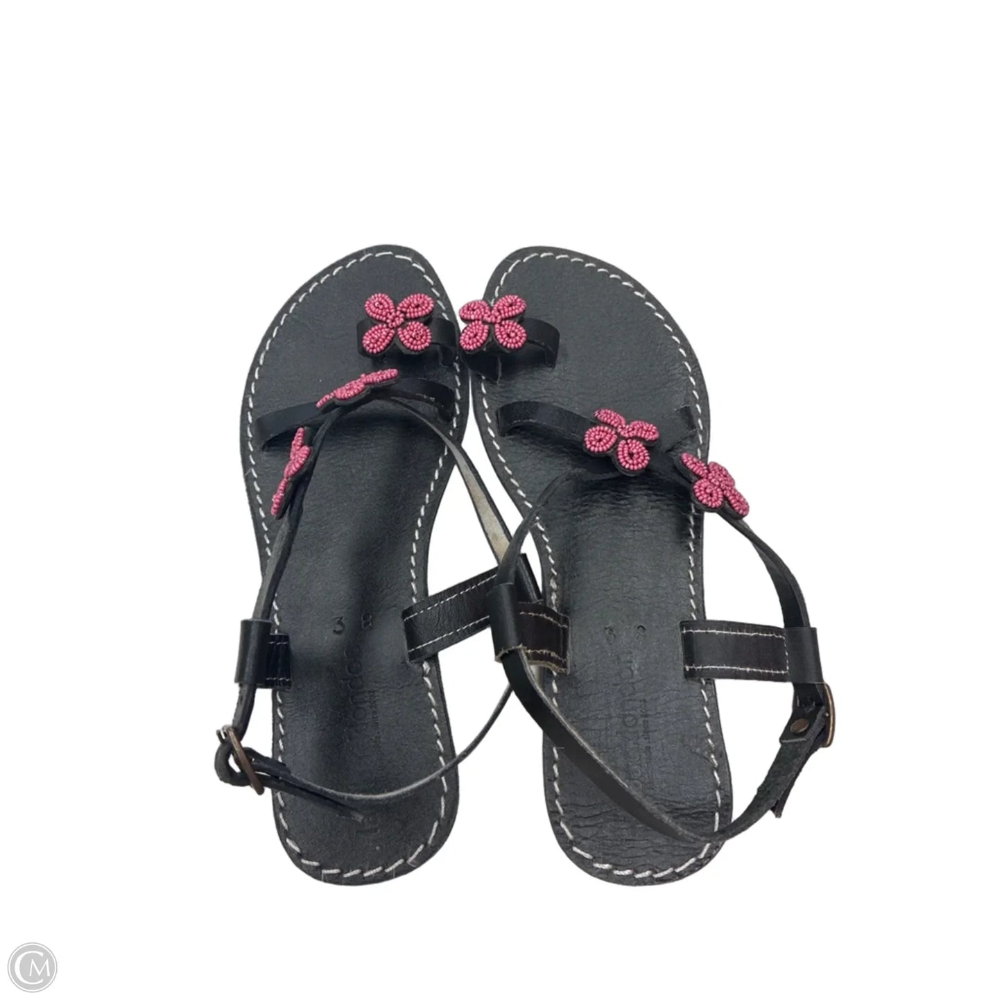 Sandals Flats By Clothes Mentor In Black & Pink, Size: 8