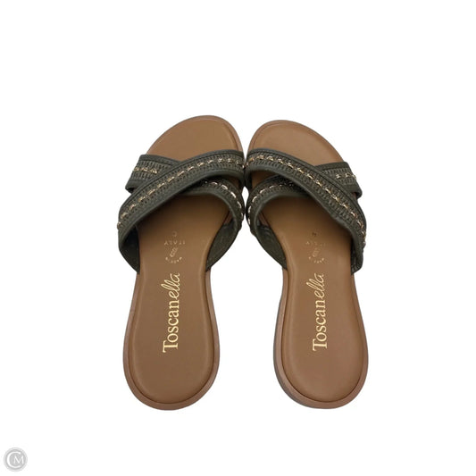 Sandals Flats By Toscanella In Green & Tan, Size: 8