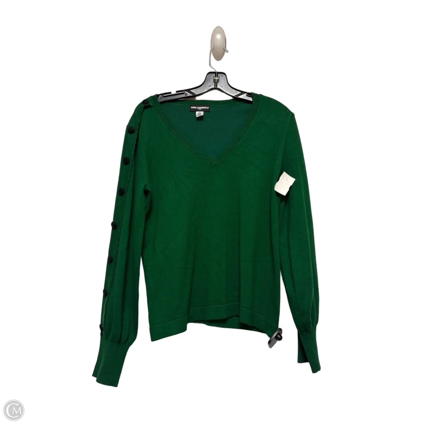 Top Long Sleeve Designer By Karl Lagerfeld In Green, Size: M