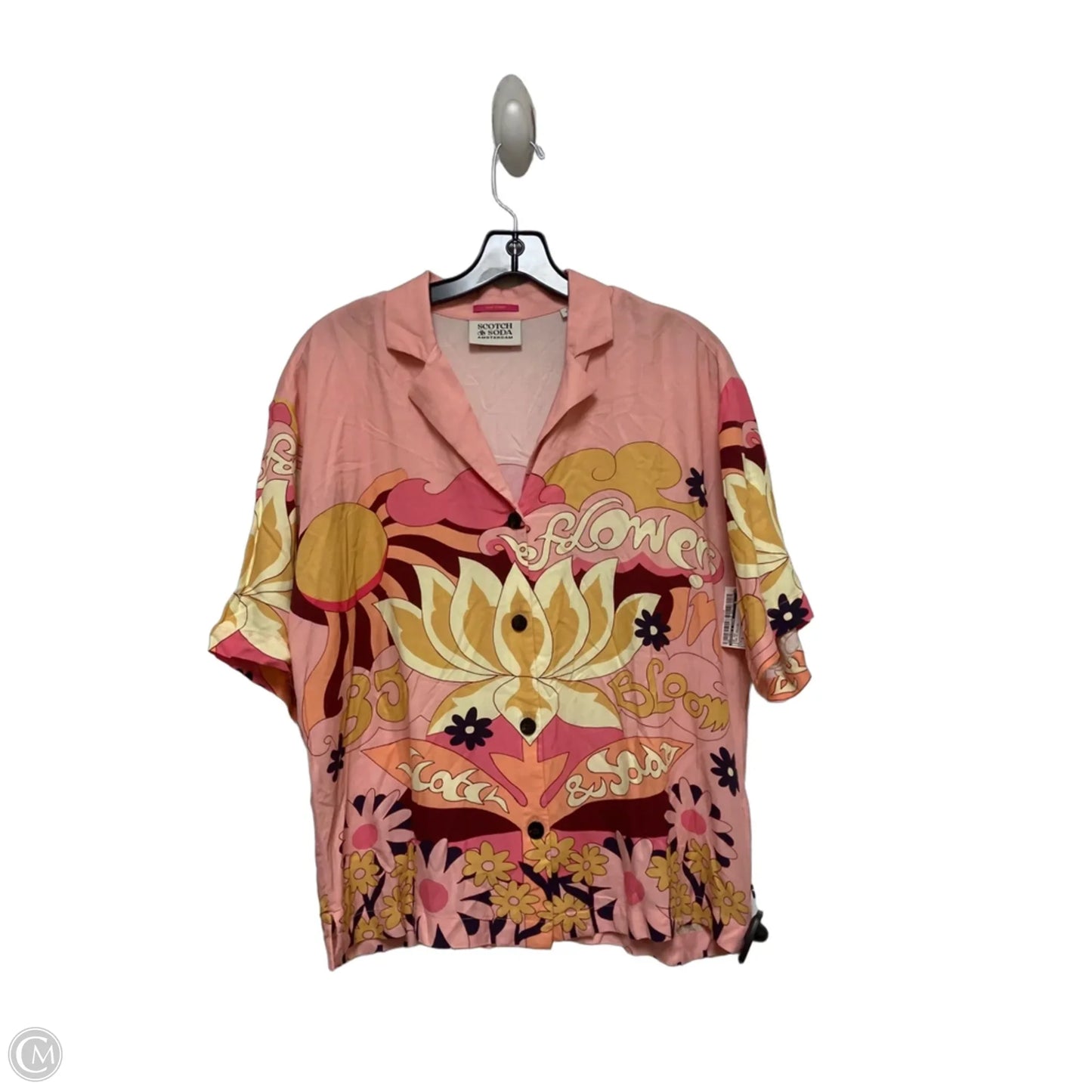 Top Short Sleeve By Scotch & Soda In Pink & Yellow, Size: S