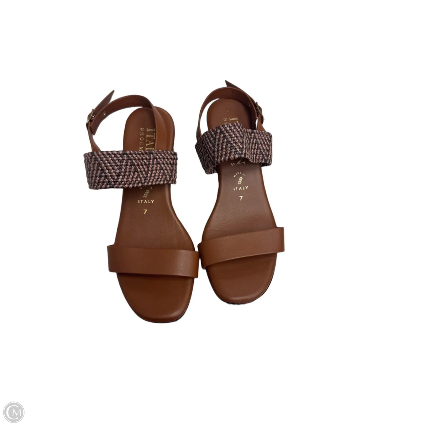 Sandals Heels Block By Italian Shoemakers In Brown, Size: 7
