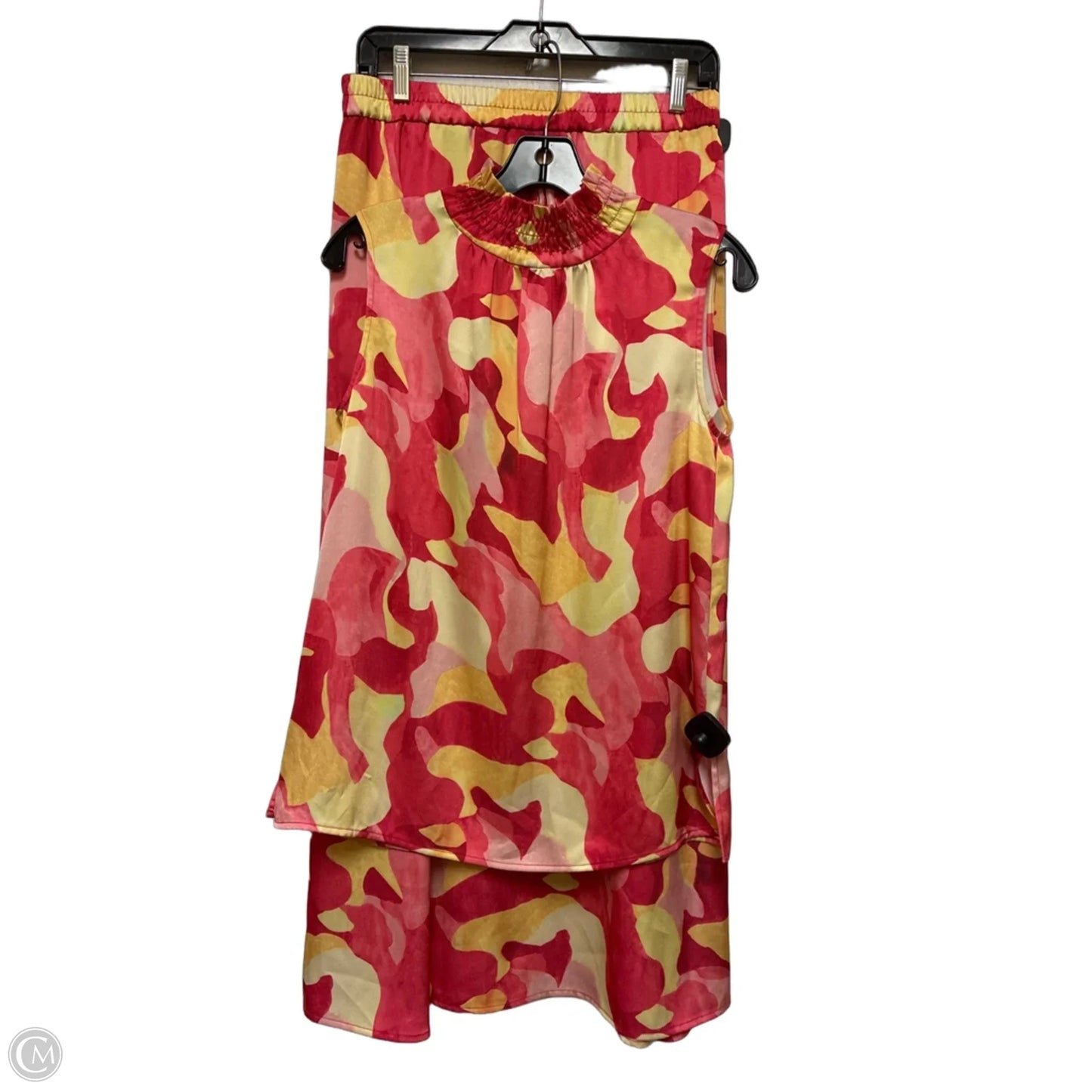 Skirt Set 2pc By Ming Wang In Pink & Yellow, Size: 2
