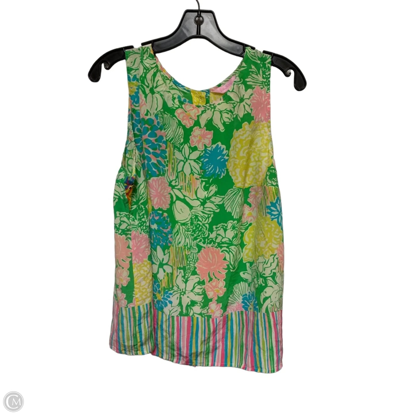 Top Sleeveless Designer By Lilly Pulitzer In Green & Yellow, Size: Xl