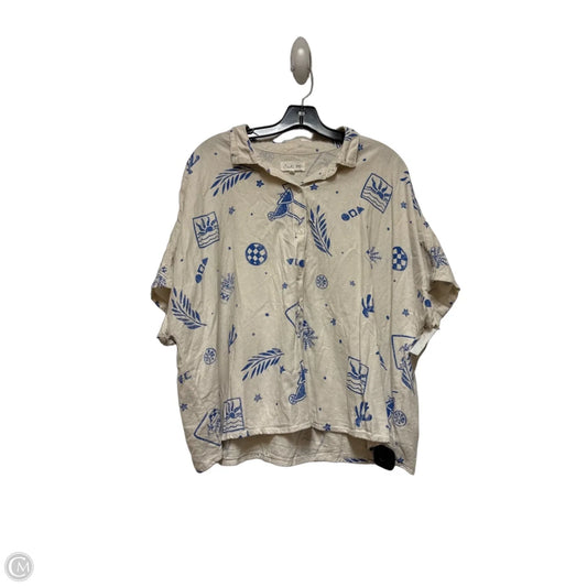 Top Short Sleeve By Clothes Mentor In Blue & Tan, Size: Xl