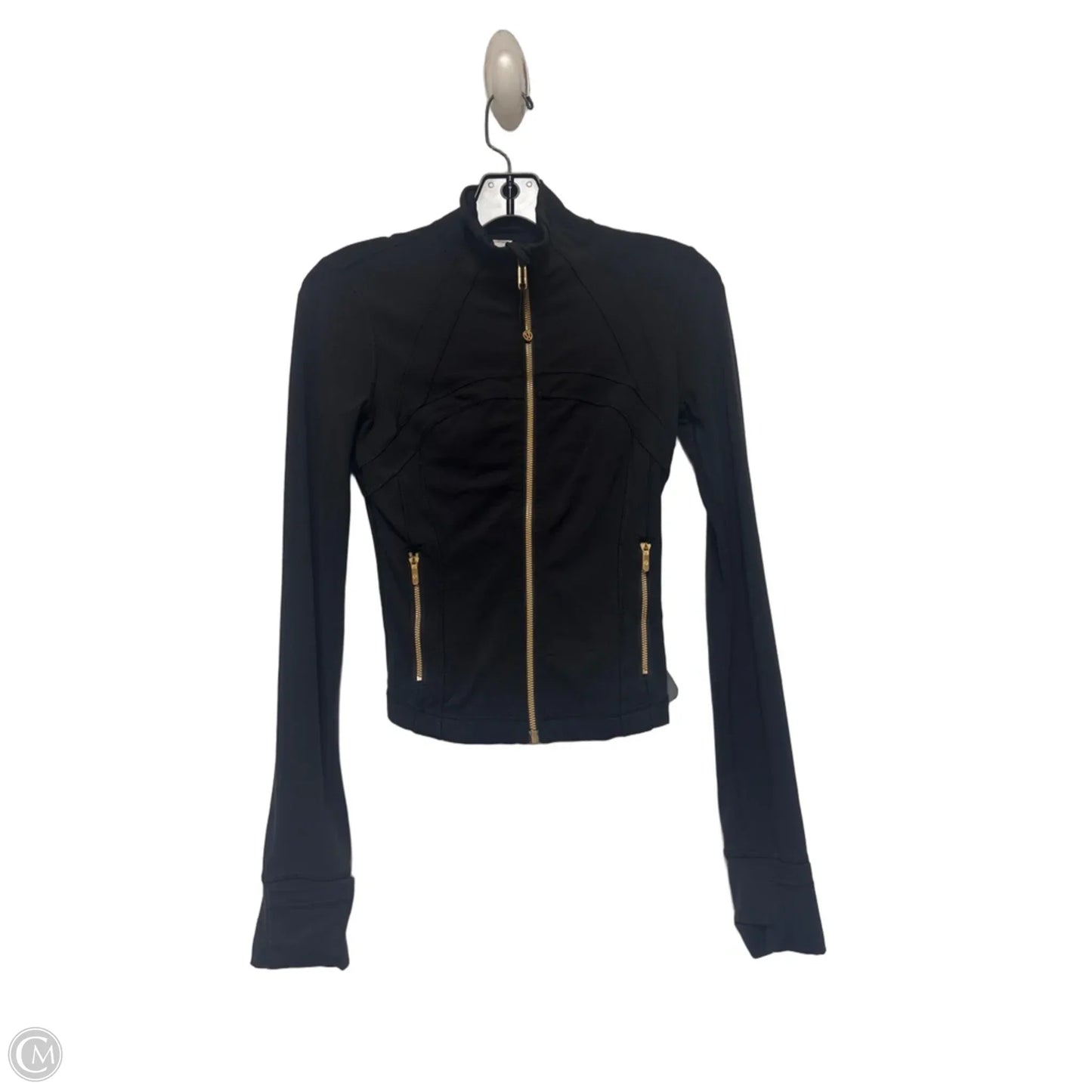 Athletic Top Long Sleeve Collar By Lululemon In Black, Size: 0