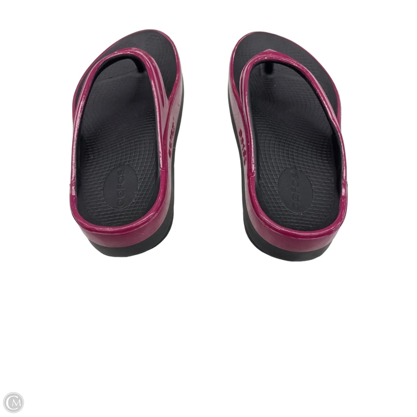 Sandals Flats By Oofos In Black & Pink, Size: 11