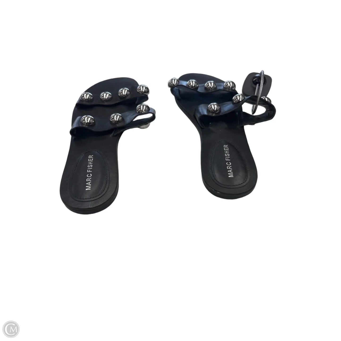 Sandals Flats By Marc Fisher In Black & Silver, Size: 8.5
