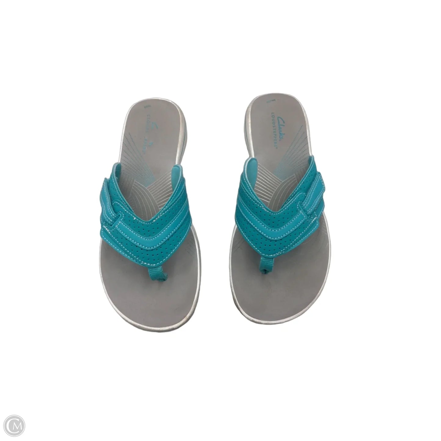 Sandals Flats By Clarks In Blue & Grey, Size: 8