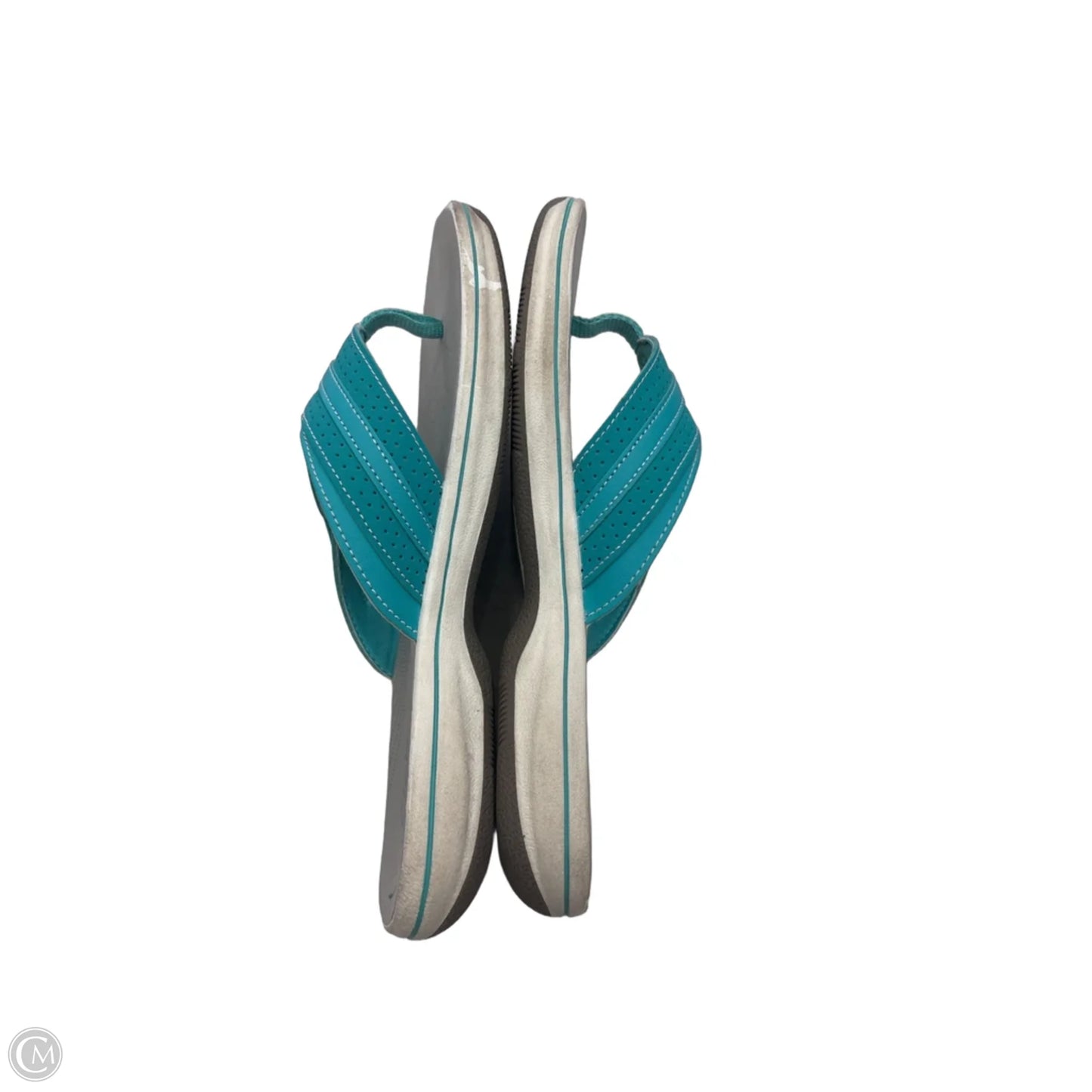 Sandals Flats By Clarks In Blue & Grey, Size: 8