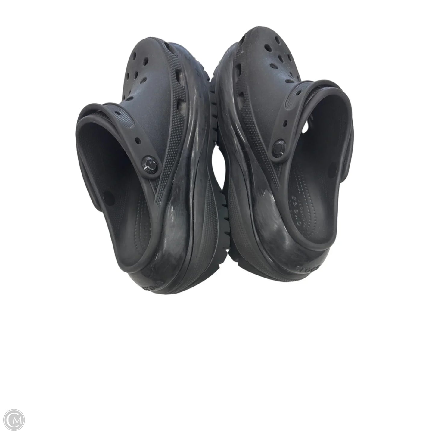 Sandals Heels Platform By Crocs In Black, Size: 8