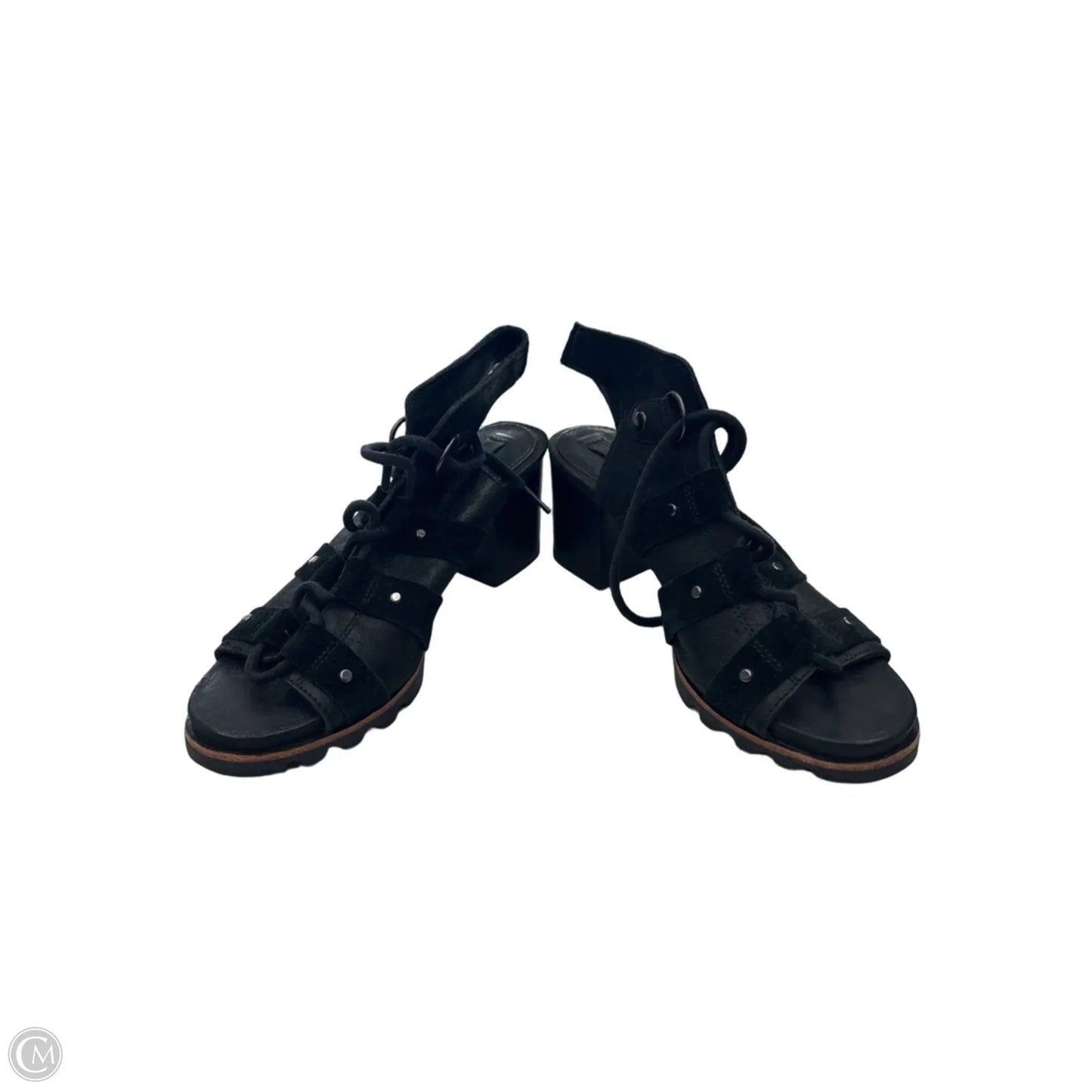 Sandals Heels Block By Sorel In Black, Size: 8