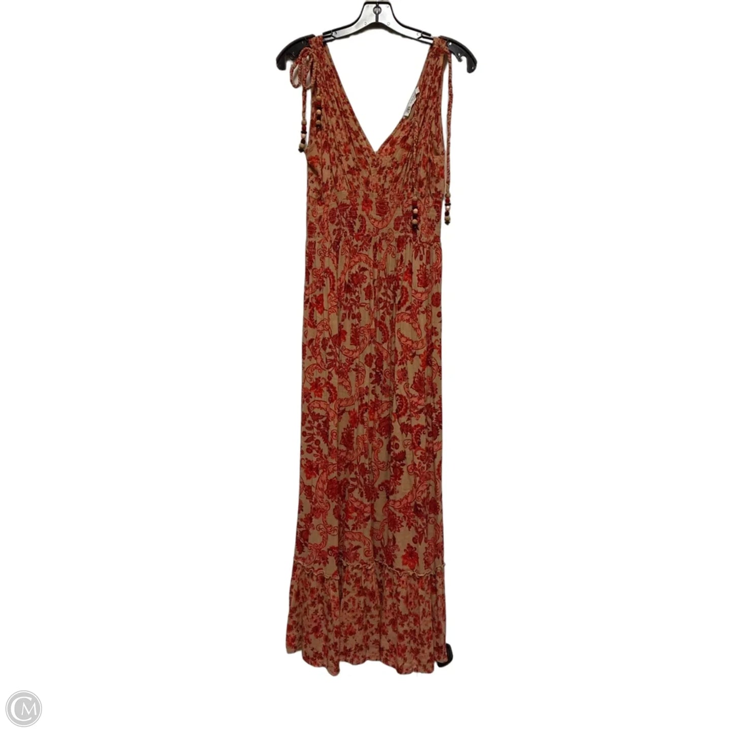 Dress Casual Maxi By Zara In Red & Tan, Size: M