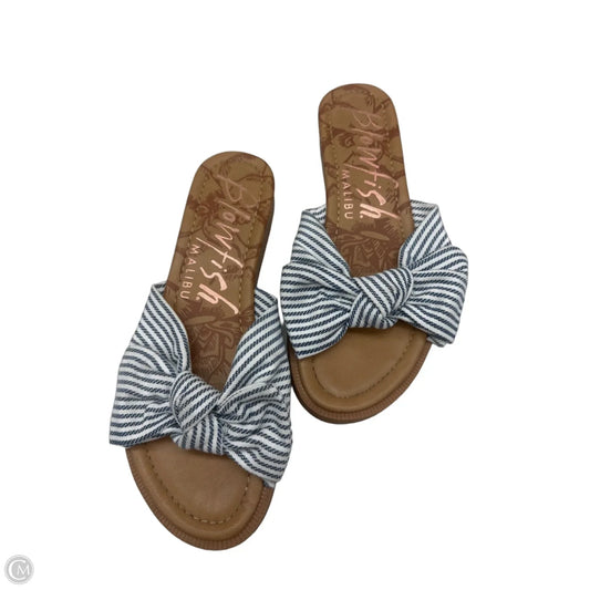 Sandals Heels Wedge By Blowfish In Blue & Tan, Size: 8.5