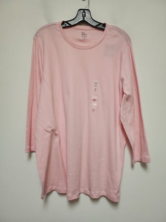 Pink Top Long Sleeve Basic Kim Rogers, Size 1x