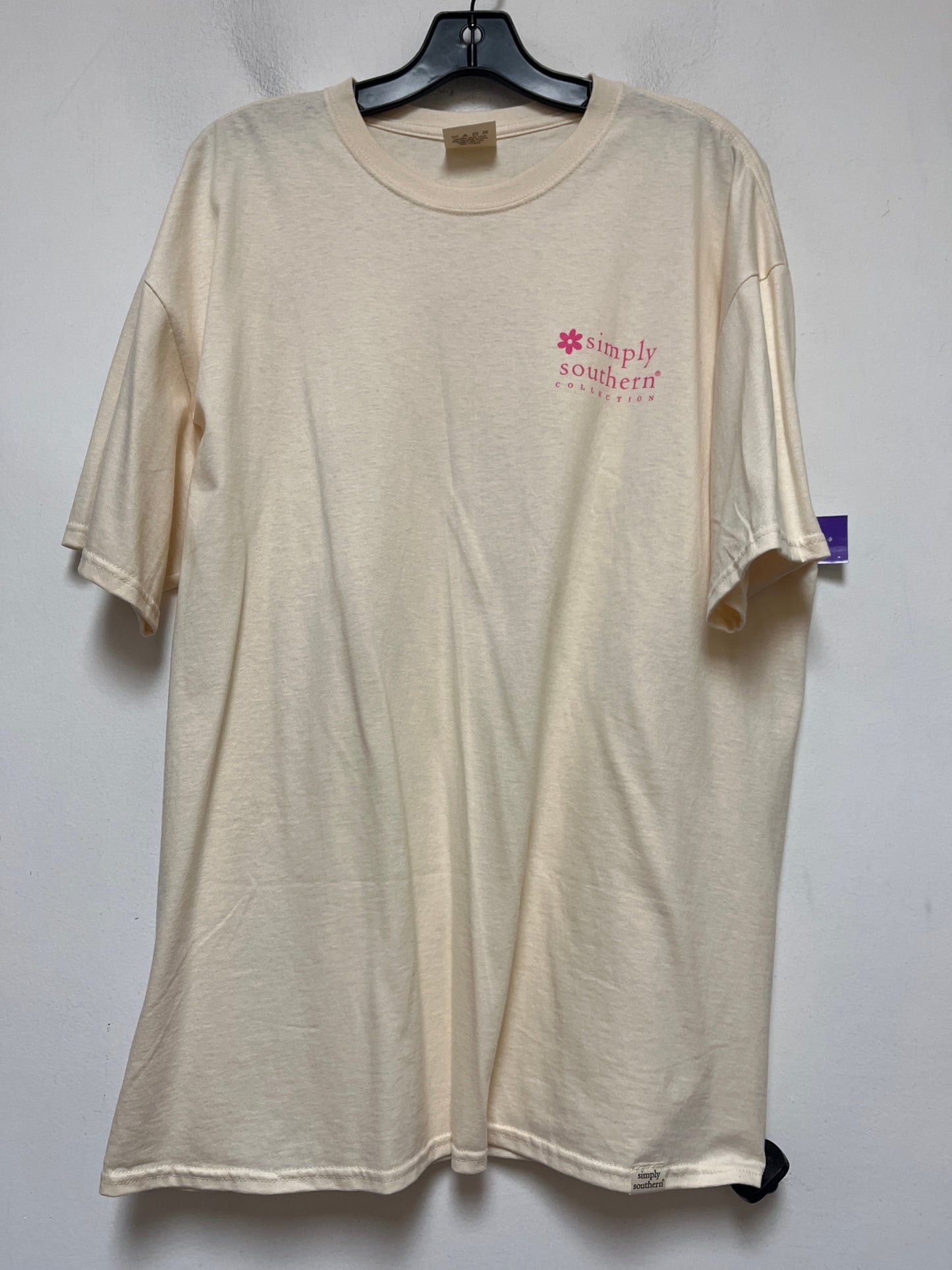 Cream Top Short Sleeve Basic Simply Southern, Size Xl