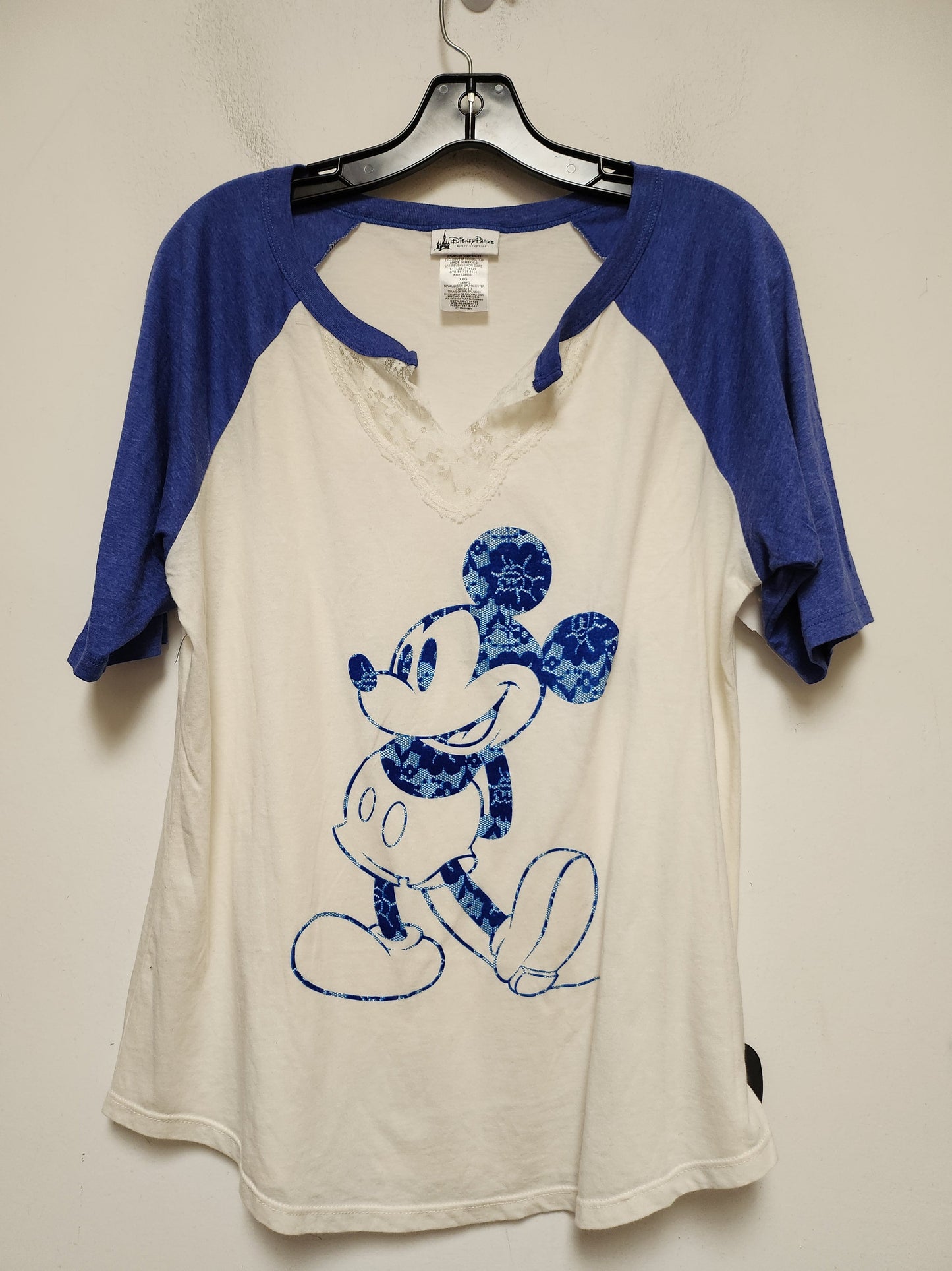 Blue & White Top Short Sleeve Basic Walt Disney, Size Xxl