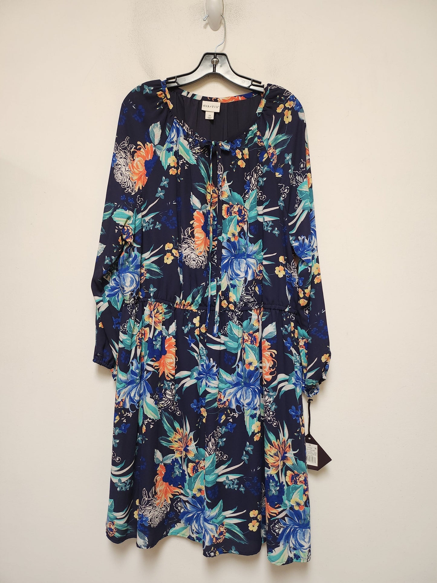 Floral Print Dress Casual Midi Ava & Viv, Size 2x