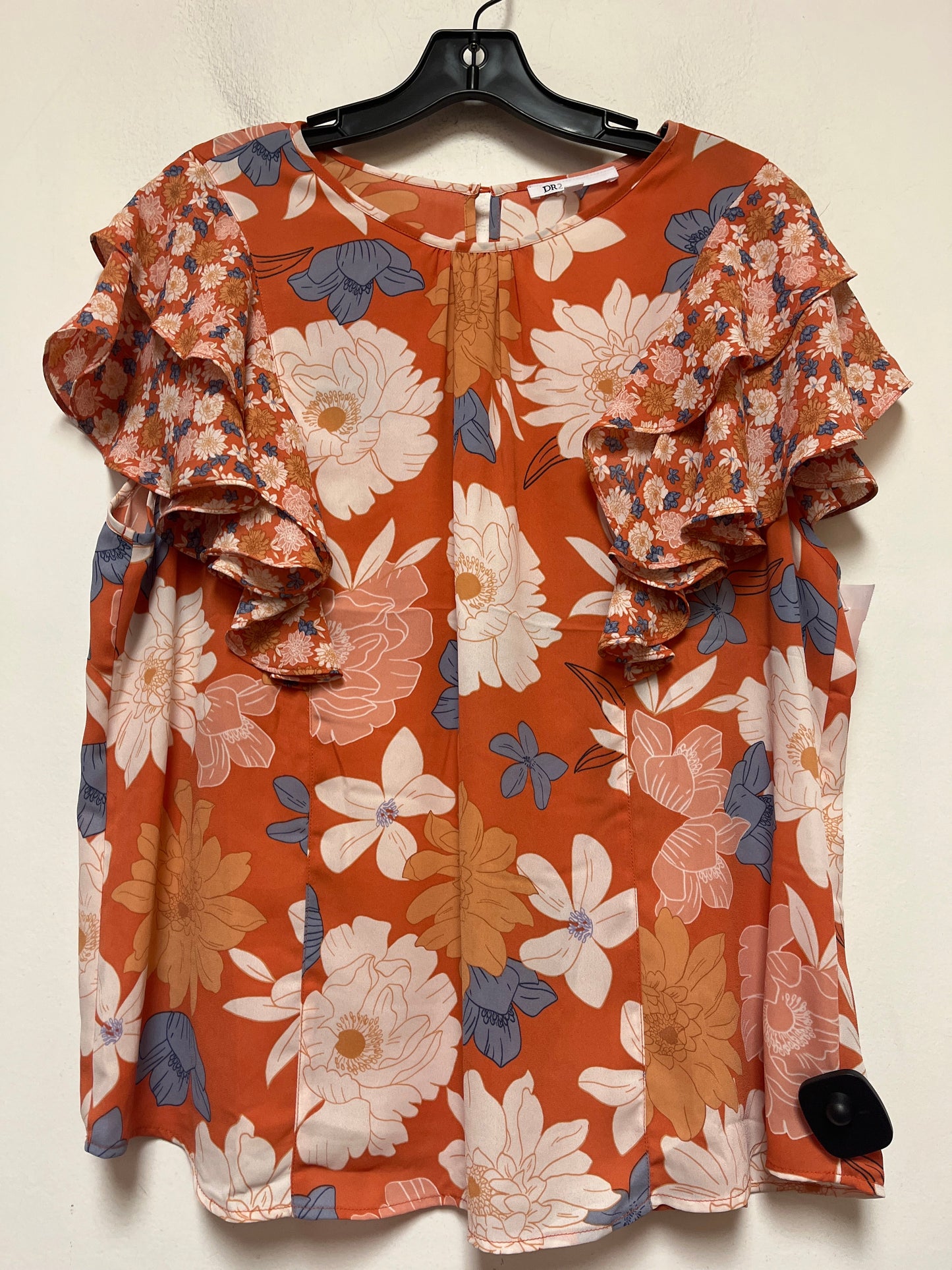 Floral Print Top Short Sleeve Dr2, Size Xxl