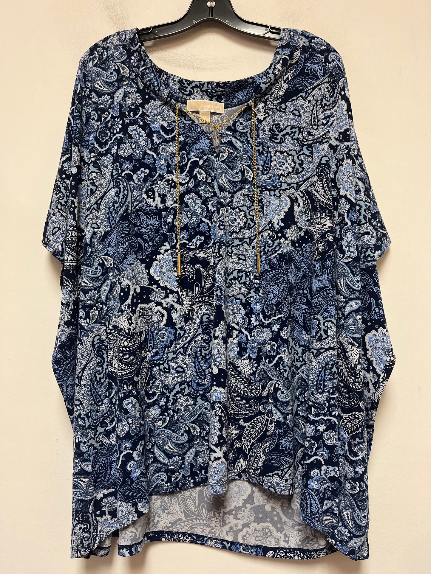 Paisley Print Top Short Sleeve Michael By Michael Kors, Size 3x