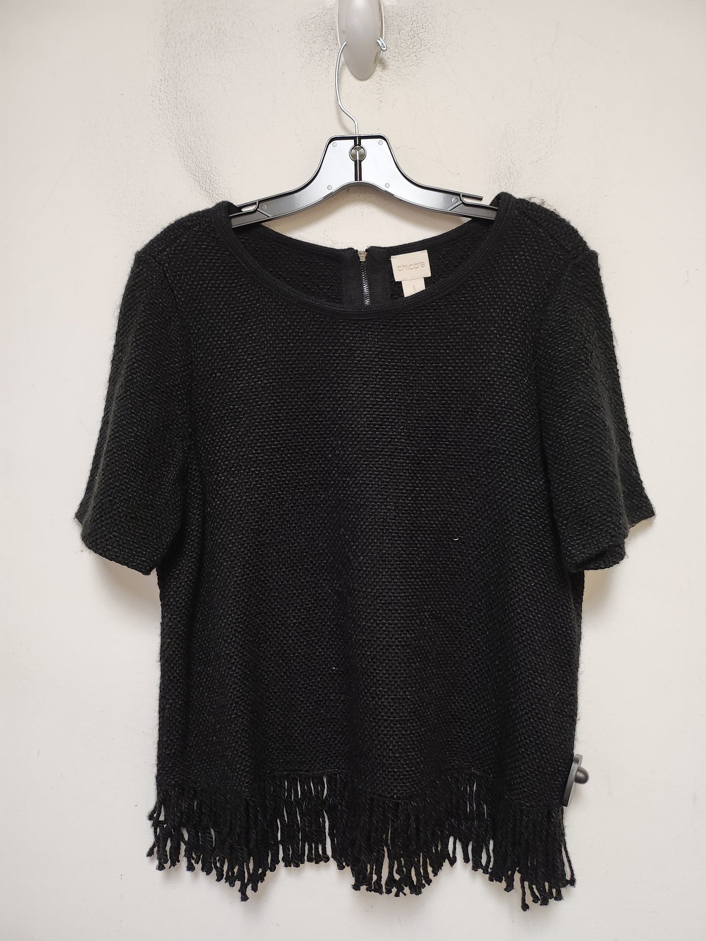 Sweater Short Sleeve By Chicos In Black, Size: M