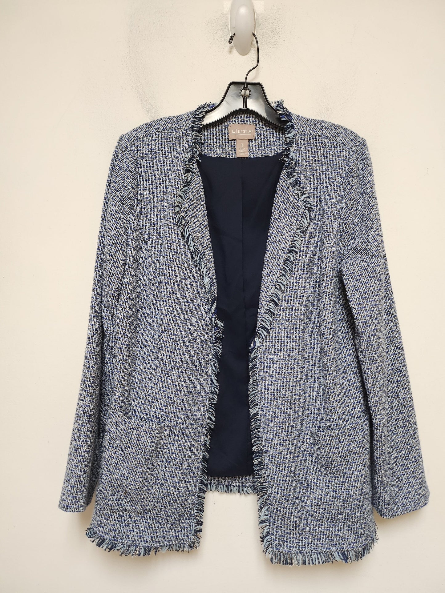 Blazer By Chicos In Plaid Pattern, Size: M