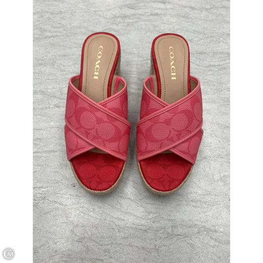 Sandals Designer By Coach In Pink & Red, Size: 7