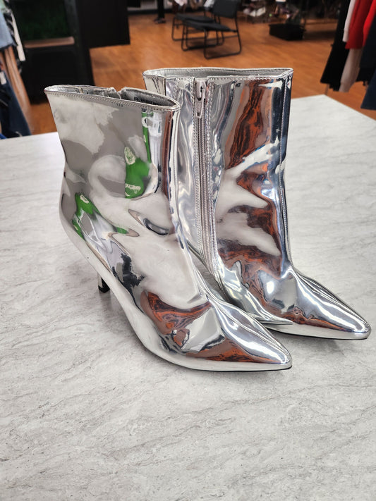 Boots Ankle Heels By A New Day In Silver, Size: 9.5
