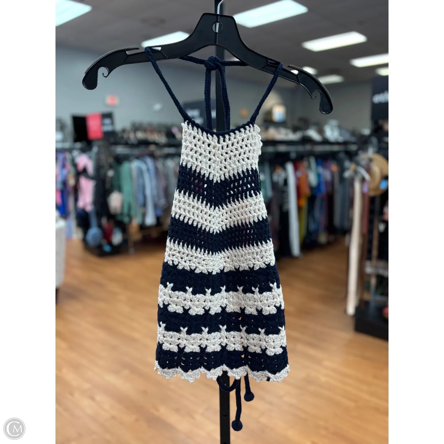 Top Sleeveless Luxury Designer By Gucci In Blue & Cream, Size: M