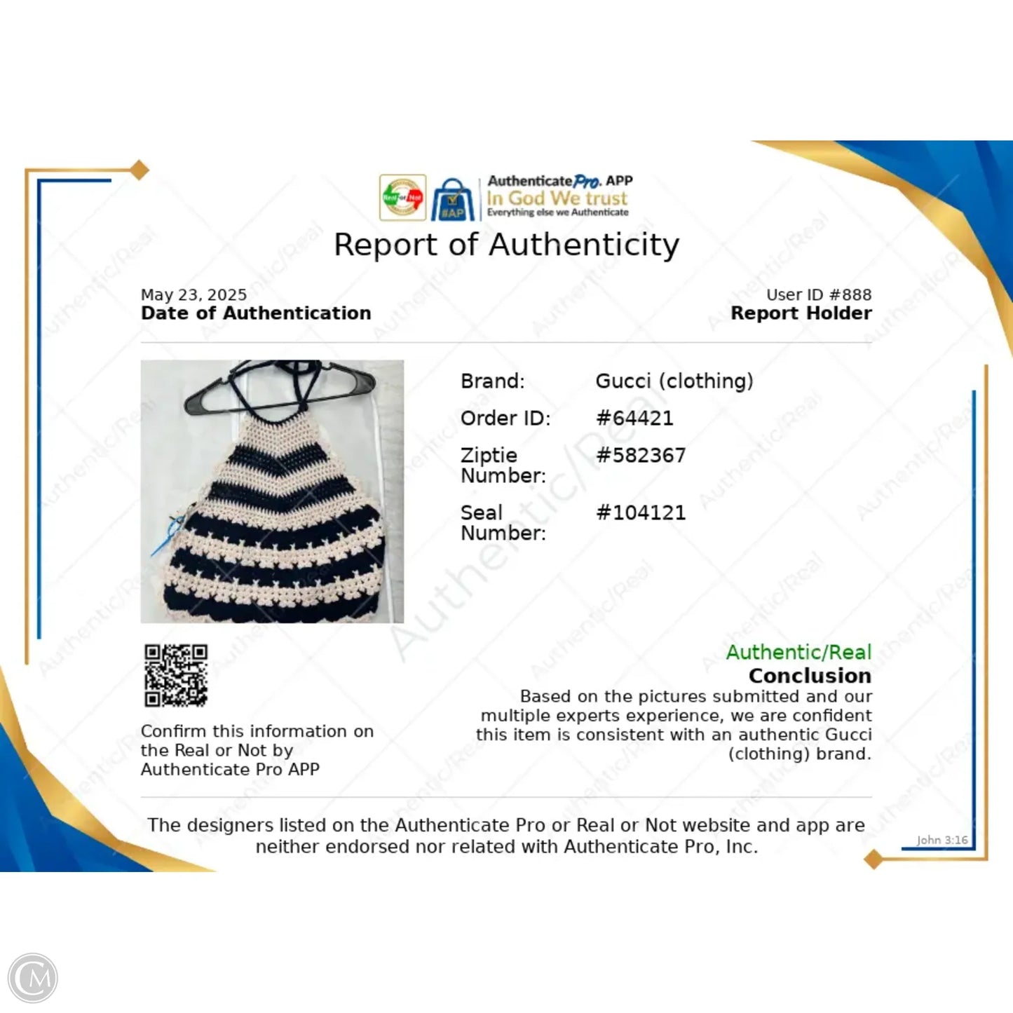 Top Sleeveless Luxury Designer By Gucci In Blue & Cream, Size: M