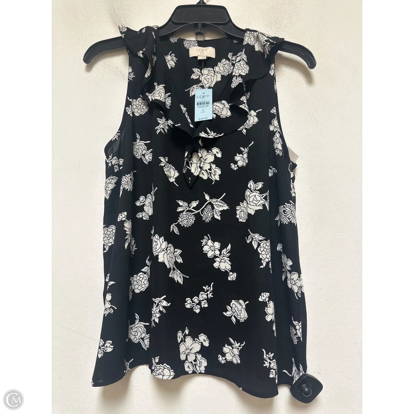 Top Sleeveless By Loft In Black & White, Size: S