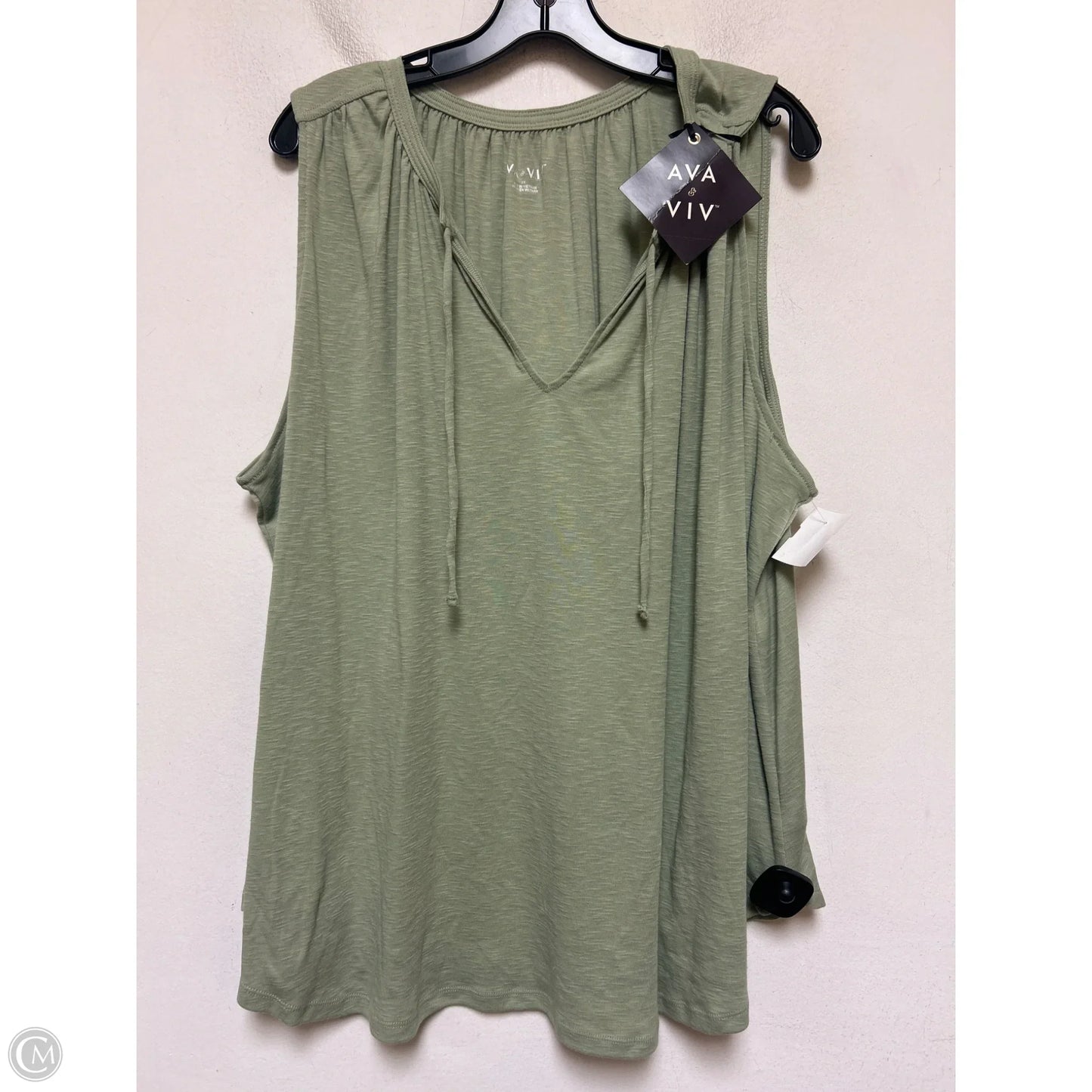 Top Sleeveless Basic By Ava & Viv In Green, Size: 2x