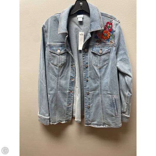 Jacket Denim By Chicos In Blue Denim, Size: L