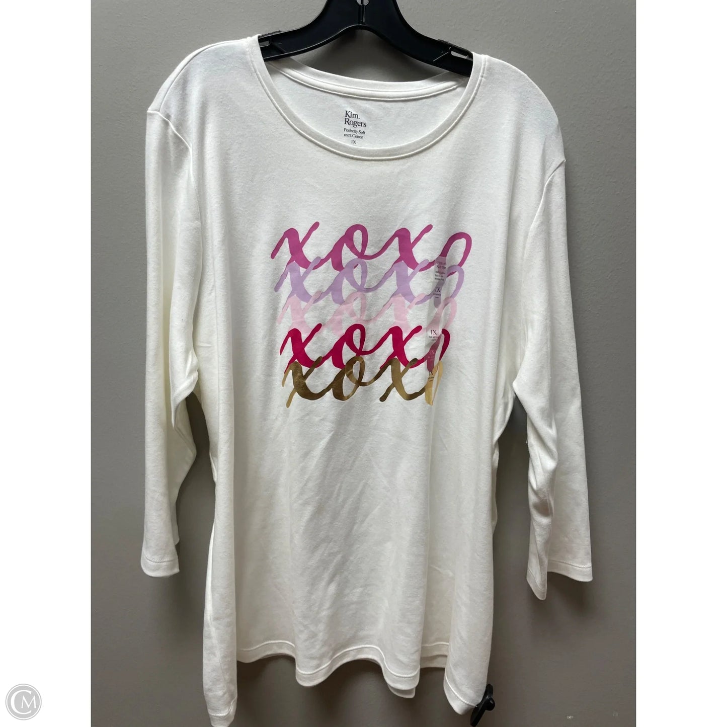 Top Long Sleeve By Kim Rogers In White, Size: Xl