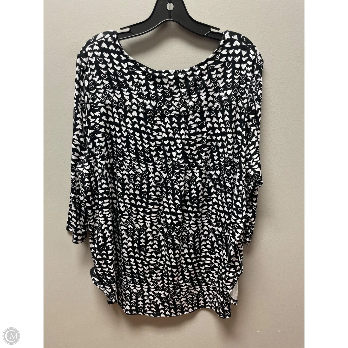 Top Short Sleeve By Philosophy In Black & White, Size: Xl