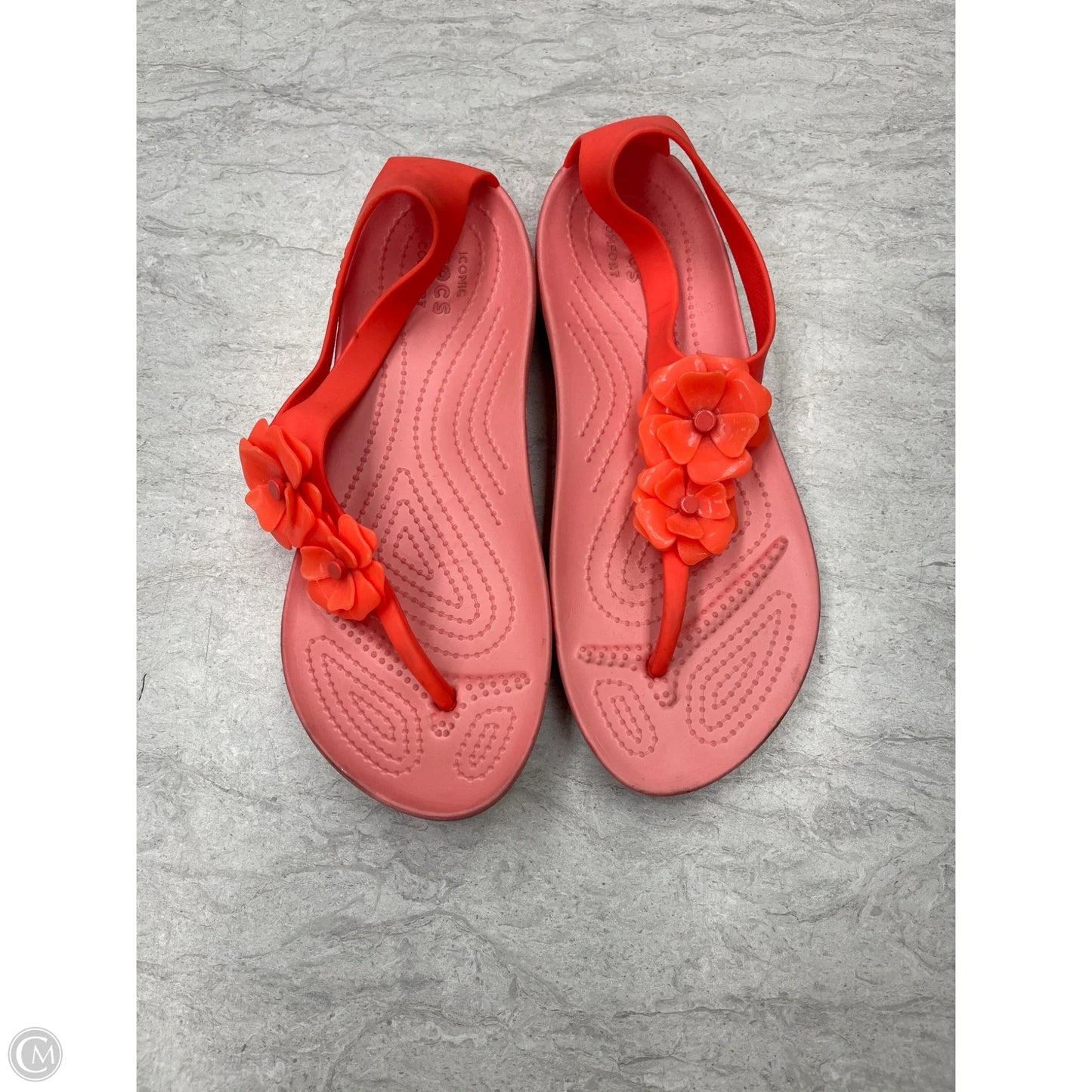 Sandals Flats By Crocs In Orange, Size: 8