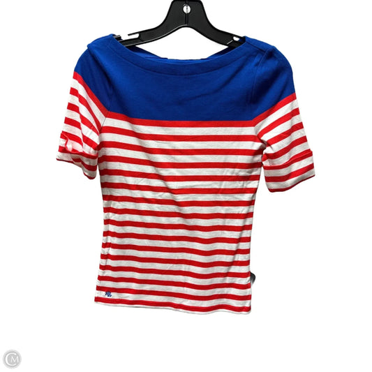 Top Short Sleeve Basic By Lauren By Ralph Lauren In Blue Red & White, Size: S