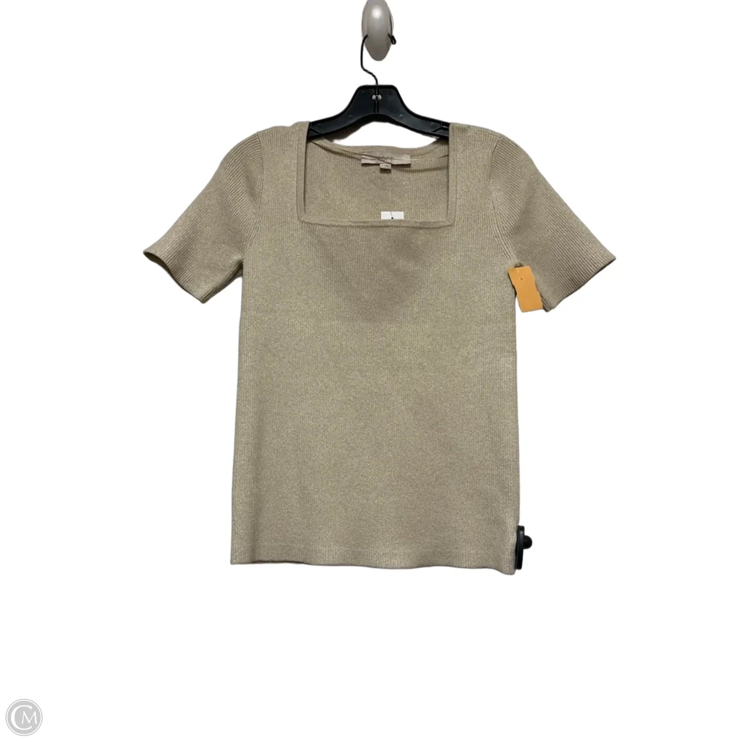 Top Short Sleeve By Loft In Gold, Size: M