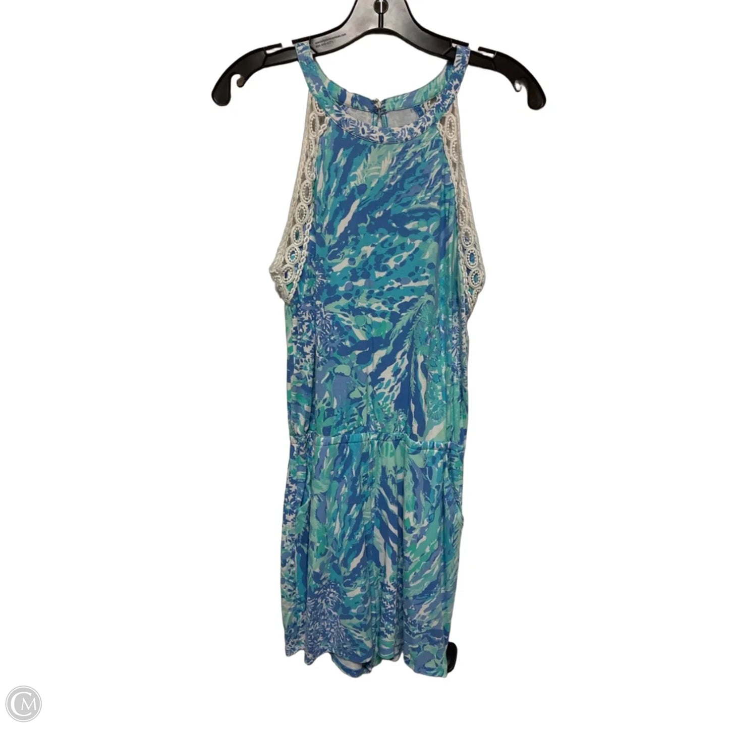 Romper Designer By Lilly Pulitzer In Blue & White, Size: S