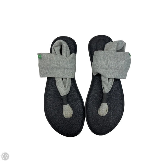 Sandals Flats By Sanuk In Black & Grey, Size: 6