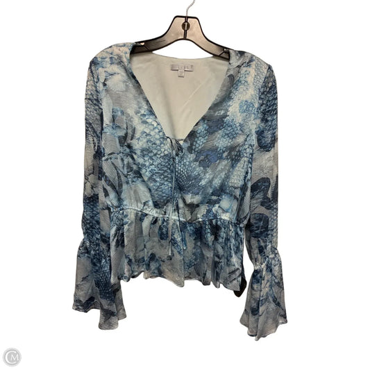 Top Long Sleeve By Guess In Blue, Size: M