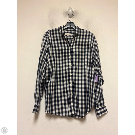 Top Long Sleeve By Loft In Checkered Pattern, Size: Xs