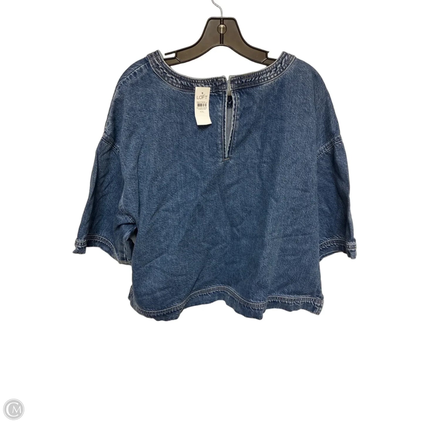 Top Short Sleeve By Loft In Blue Denim, Size: Xxl